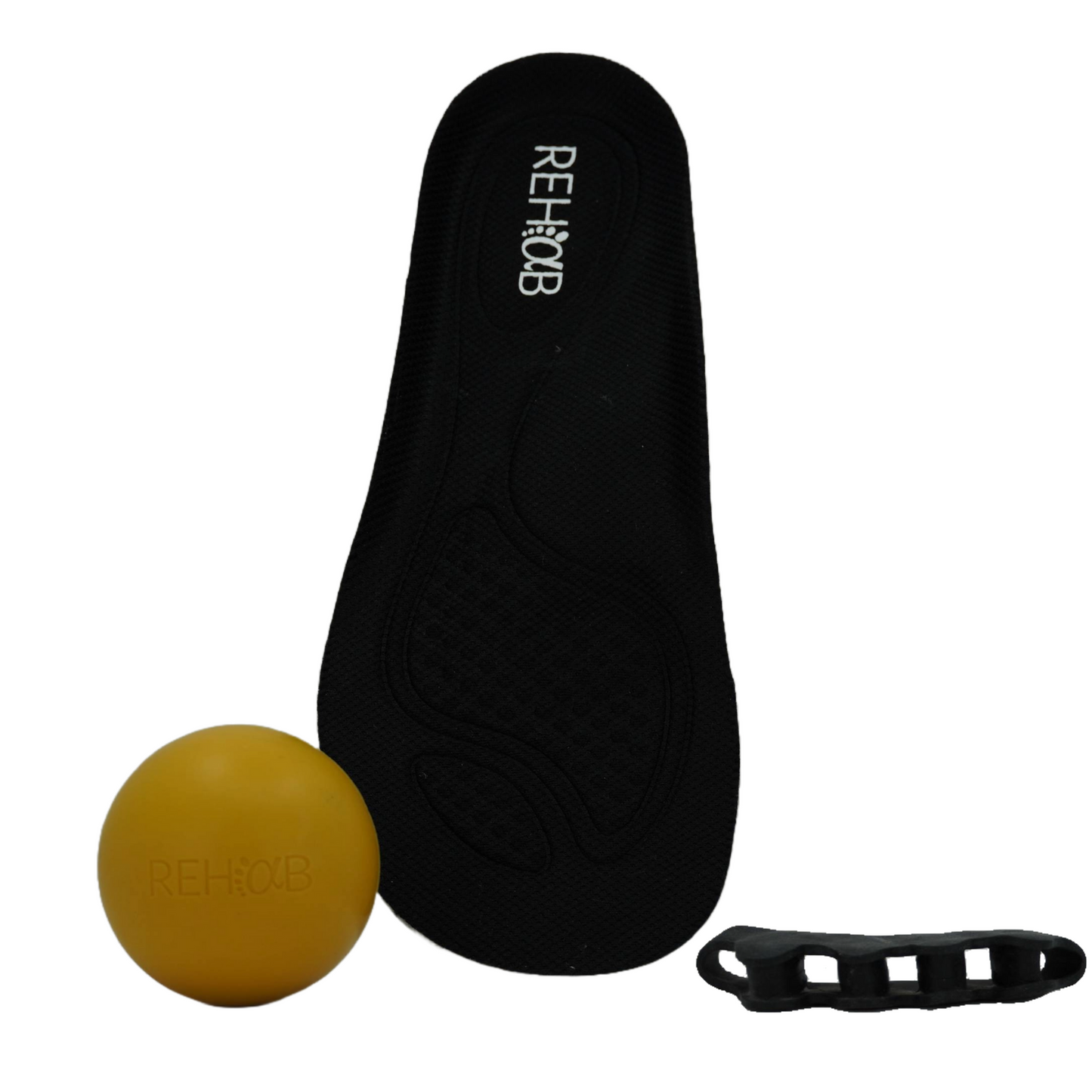 Pack de transition vers les chaussures barefoot, comprenant semelles ergonomiques, balle de massage pour les pieds et équipements de renforcement.